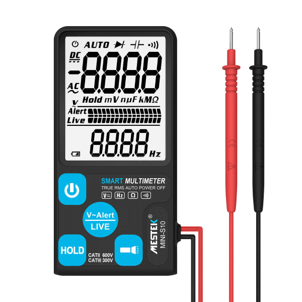 Mestek S10 Digital Smart Multimeter Transistor Testere 6000 Counts True Rms Auto Elektrisk Kapasitans Meter Resistance Tester MINIS10