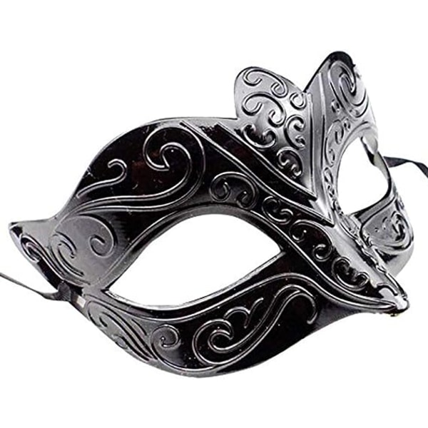 Glitter venetiansk maske midnattssvart venetiansk maskerade venetiansk fancy kjole karnevalskostyme gråtoner for menn og kvinner