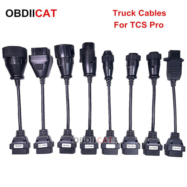 Vci komplett sett 8 stk bilkabler Obd diagnoseverktøy Obd2 Obdii Obd 2 Connect-kabel for Tcs Pro Plus Interface Scanner Mvd truck cables