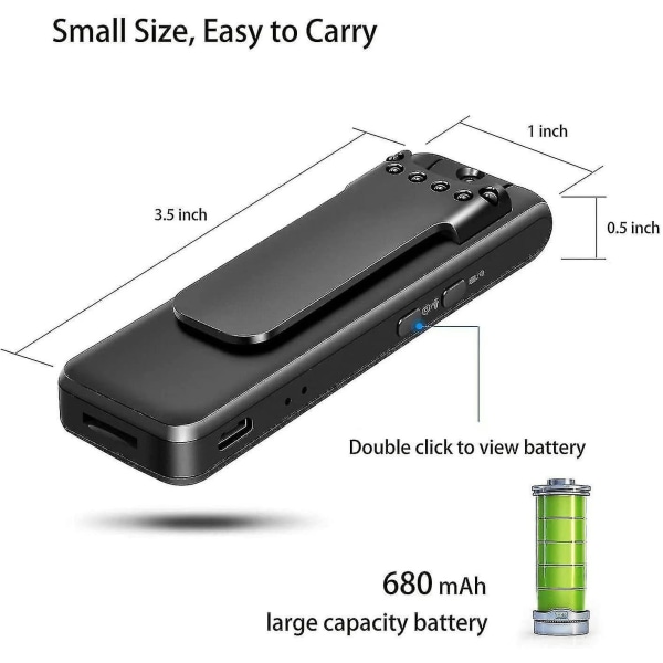 Mini dold kamera trådlös 1080p minikamera med inspelning Mini säkerhetskamera för hem och kontor (svart)