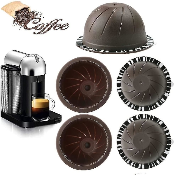 5 stk Gjenbrukbare Vertuo Pods etterfyllbare kaffekapsler (brune 150ml, 5) 150ml - Jxlgv