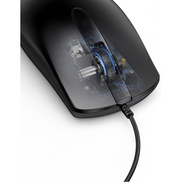USB trådbunden mus, spelmus, Ambidextrous, 2400 DPIKompatibel med PC/Mac/Bärbar dator/Laptop/Desktop 1,5 M-kabel (svart)