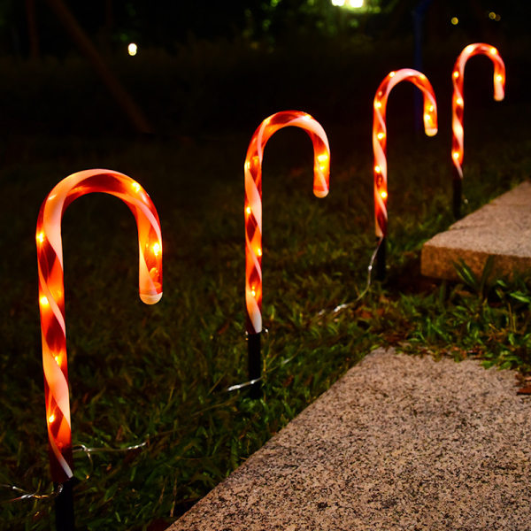 1 stk 10 lys Candy Cane Form Design Led Dekorative Solar Outdoor Yard Lights