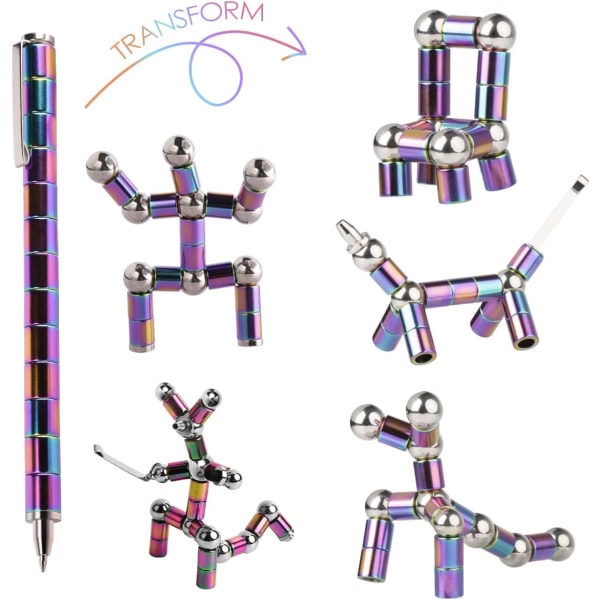 Multifunksjonell dekompresjon magnetisk metallpenn, kontorvariantpenn, kapasitiv penn, gave til barn eller venner (farge)