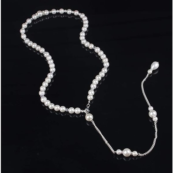（40+23cm）1 sexet kulissehalskæde med imiteret perlevedhæng, kæde uden ryg, tilbehør til bikini dekoration til kvinder og piger, imiterede perler