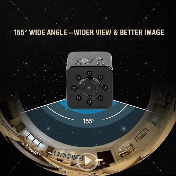 Mini Wifi actionkamera, 1080p Hd 155 vidlinse Vanntett sportsvideokamera Night Vision infrarødt videokamera for luftfotografering-svart