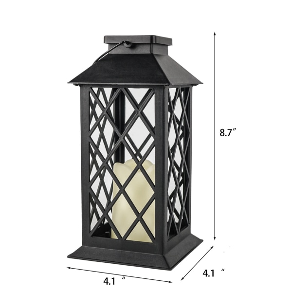 Udendørs festdekoration Udendørs have hængende lanterne LED blinkende flammefri stearinlys vindlampe (batteri medfølger ikke)