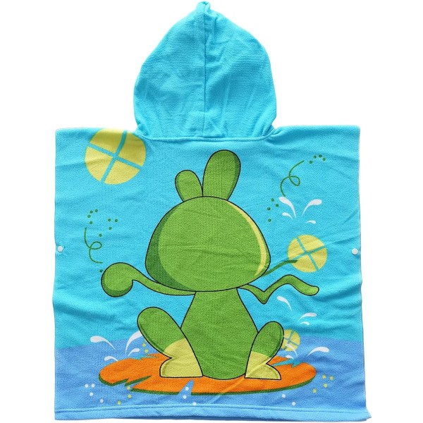 Badeponcho for barn, badehåndkle for barn (grønt), strandhåndkle med hettehåndkle, for hjemmebad, strand, basseng
