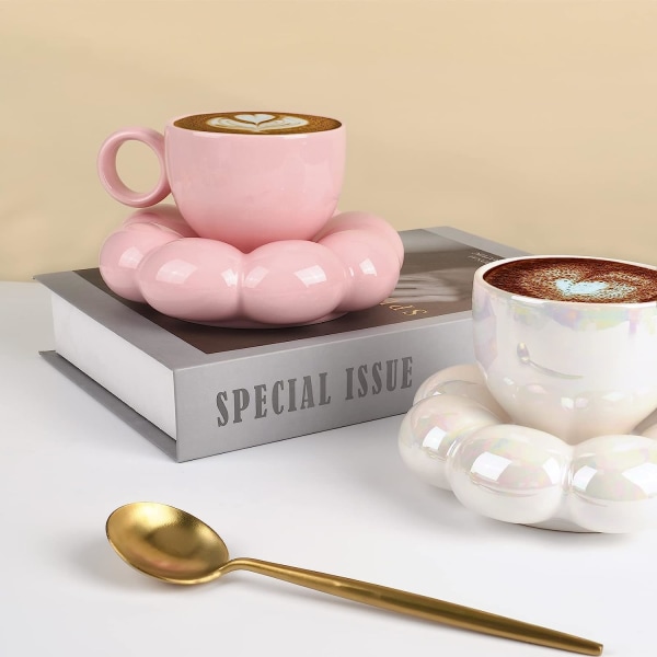 Keraaminen kahvimuki, Creative Cute Cup auringonkukkalasilla toimistoon ja kotiin, astianpesukoneen ja mikroaaltouunin kestävä, 6,5 unssia/200 ml Tea Latte Milkille (herne)