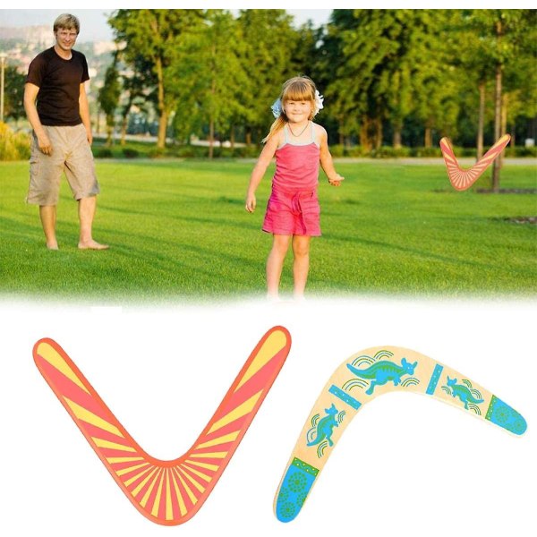 Boomerang, 2 kpl Puinen V-muotoinen bumerangi Klassinen V-muotoinen puinen bumerangi Maneuver Dart Outdoor Lentävä kiekonheittosappi lapsille Aikuisille Lelu (kaksi Sty
