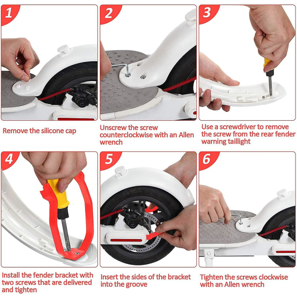 Scooterskjerm for Xiaomi Mijia M365 M187 Pro elektrisk scooter dekksprutskjerm med baklykt bakbeskyttelse Fender Bracket Light