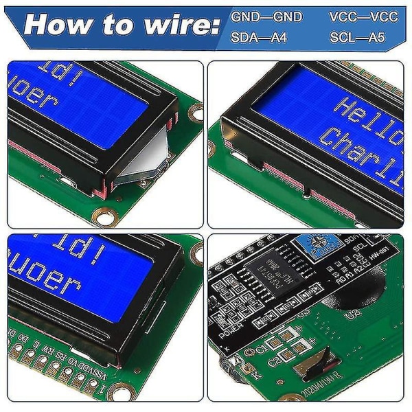 16 kpl 5v 2004 1602 LCD-moduulinäyttö Sininen taustavalo