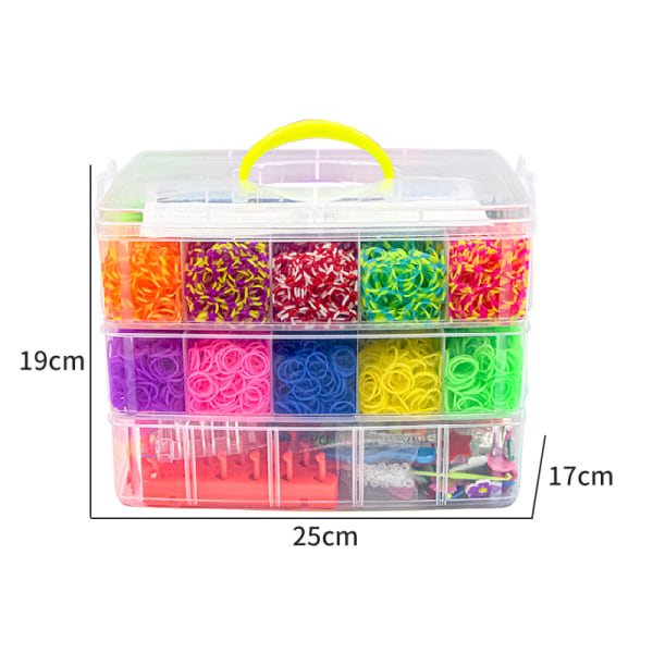 Tre lags 15000 regnbue gummibånd vævet gør-det-selv børnearmbånd sæt puslespil legetøj manual materiale taske