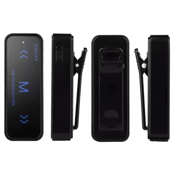 Mini Walkie Talkie 2-veis FM radiosender + 2 hodetelefoner USB-lading Black