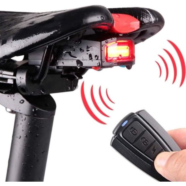 Cykellarmbakljus, smart cykelbakljus Stöldskyddslampa Cykellarmbaklykta USB uppladdningsbart bakljus, vattentät och fjärrkontroll