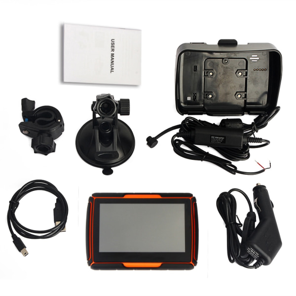 EKIY 4,3 tommer GPS Motorsykkelnavigator Motorbilnavigering IPX7 Utendørs vanntett berøringsskjerm Bluetooth Innebygd 8GB Gratis kart Black