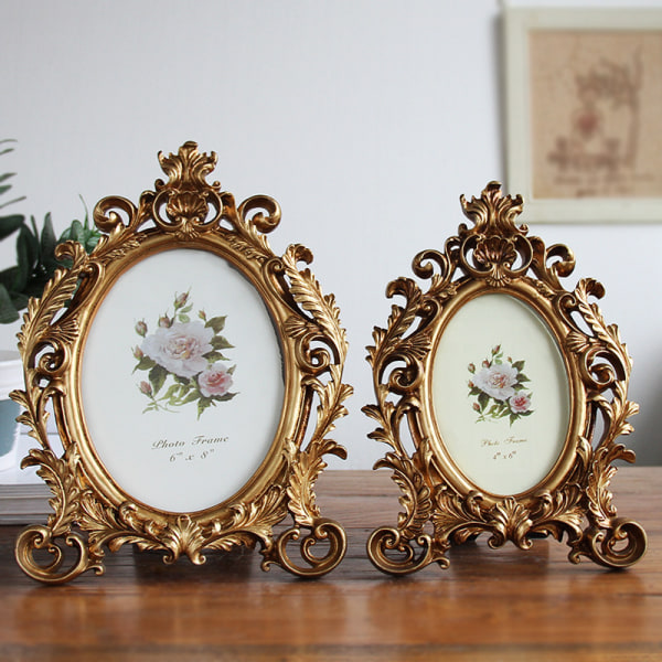 1 pakkaus 7-tuumainen eurooppalaistyylinen amerikkalaistyylinen retrovalokuvakehys ylellinen koristelu barokkityylinen kuvakehys kultainen hartsi