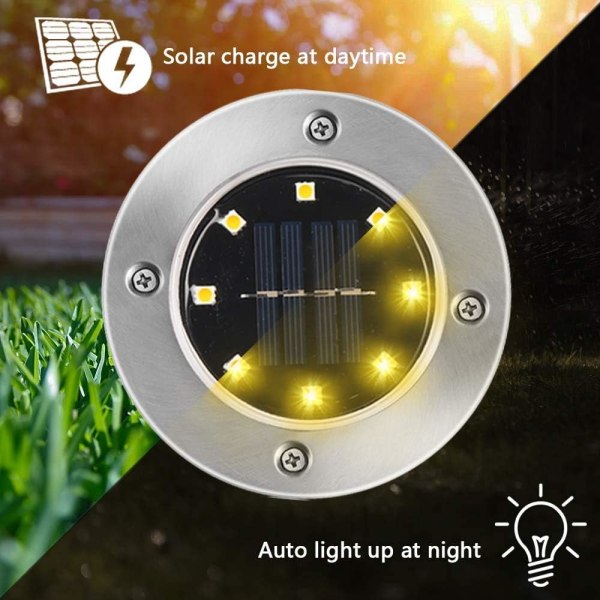 Solar Ground Lights, 8 delar 8 LEDs Solar Ground Lights Outside, Solar Lights Garden Solar Garden Lights Ip65 vattentät markspotlight