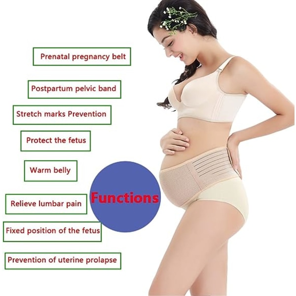 Bälte för gravida kvinnor 115 cm länd- och bukstöd Graviditetsbälte（Grå）-Mödrabälte för nybliven mamma före och efter födseln Minska smärtan