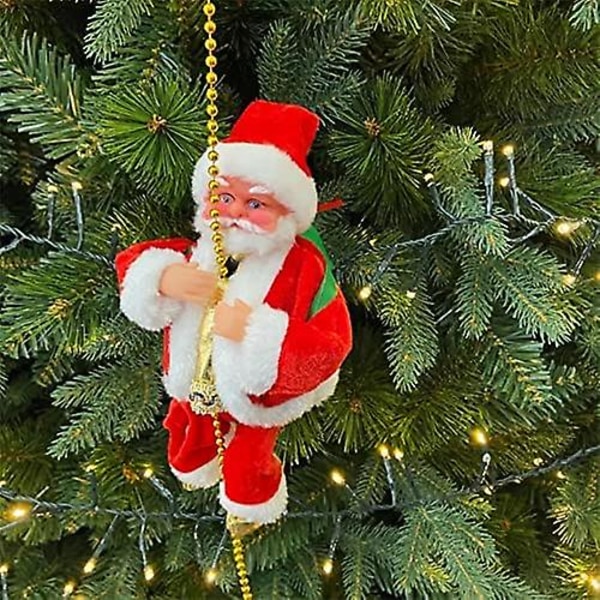 Julemands klatrestige, julepynt Elektrisk julemand Musikalsk klatrerebstige op og ned med musik julemand Plys dukkelegetøj