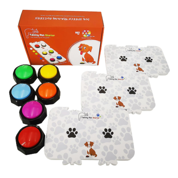 2023 6st 6 färger Hundleksaker Kommunikationsträningsverktyg för husdjur Inspelningsbara talknappar