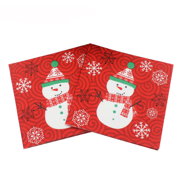 Tilbehør til julefest Julesnemand engangspapirhåndklæde, jule- og nytårsfestdekoration, 33 * 33 cm, 10 pakker (20 stk./pakning)