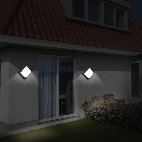 12W moderne LED utendørs vegglampe Vanntett IP65 / Aluminium + akryl / 6000K Cool White / LED Vegglampe (Square-Cool White) [Energiklasse A +]