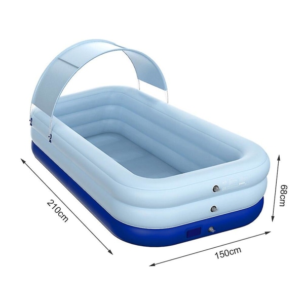 210cm /380cm store avtakbare bassenger 3-lags automatisk oppblåsbart svømmebasseng for familiebarn basseng havball pvc tykt bad 210CM x150CM x68CM1