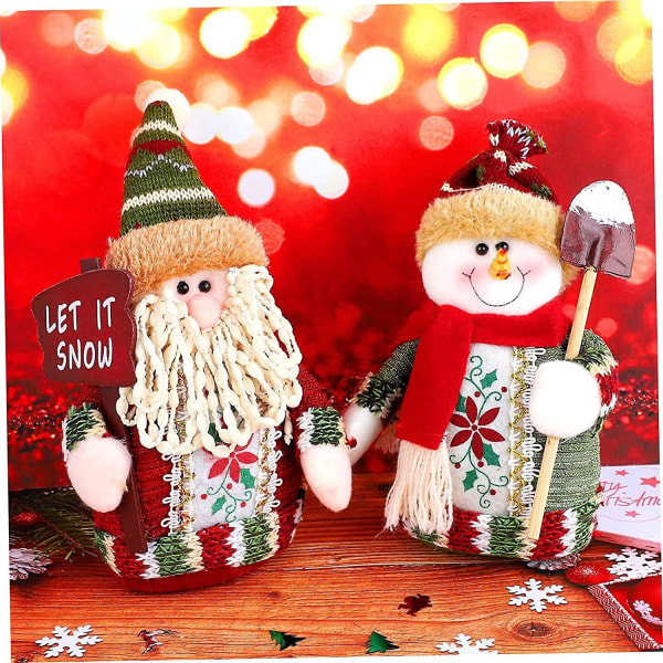 Joulupöytäsisustus Liimakankaalla Pehmokankaalla käsintehdyt jouluistuinnuket, mukaan lukien lumiukko, joulupukki, poro kodin koristeluun Spli Man Jia