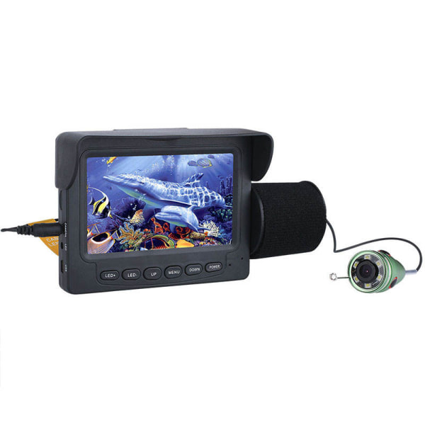 4,3 tums undervattensfiskekamera i aluminiumlegering med infrarött LED-ljus under vattnet 15 meter videokassett 8G TF-kort färgmonitor