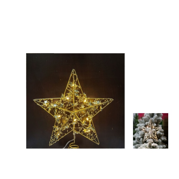 Juletræ Stjernelys Indendørs dekoration Lys Farve Lys Lys fem stjerner Stjernelys Dekoration Tilbehør Natlys（20CM guld）A