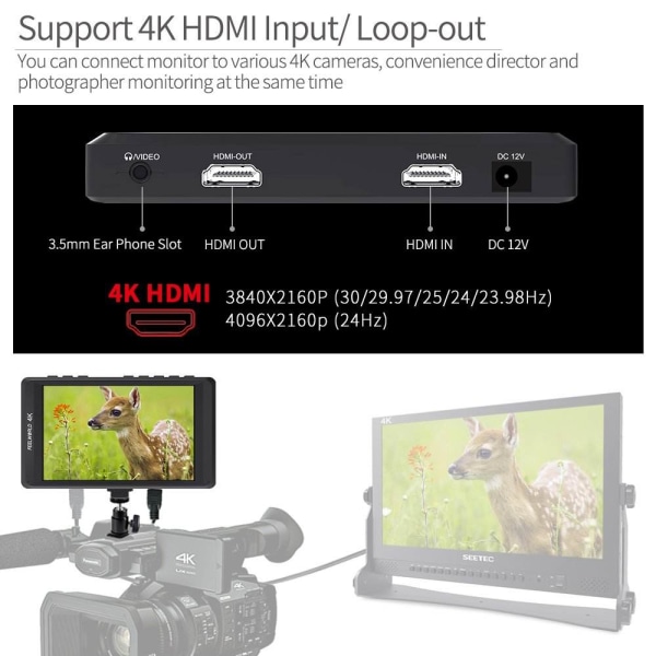 4,5 tuuman kamerakenttänäyttö 1280x800 IPS-näyttökamera Full HD -näyttö