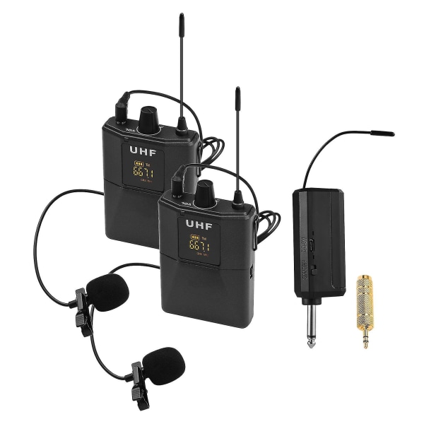 1 kroppspakke-sender med mikrofon 1 mottaker 1 usb-kabel (type-c) 1 brukerveiledning 2 Tx og 1 Rx