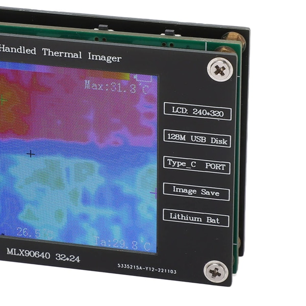 Termisk kamera, temperaturområde fra ‑40 °C til +300 °C, 8 Hz frekvens, 2,8" LCD-skjerm digitalt håndholdt multifunksjonelt termisk kamera