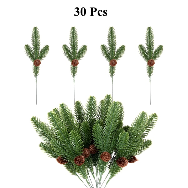 30 STK Faux Greenery Pine Picks med fyrrekogle-10,6 tommer kunstige fyrrenåle Grene med fyrrekogler-fyrkviste Stængler til julekrans H