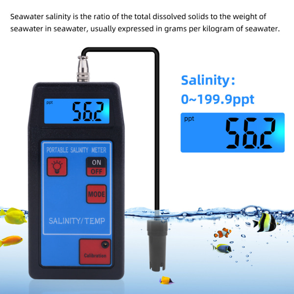 Bærbar 8425 vandkvalitetstestpen Saltdetektortermometeranalysator