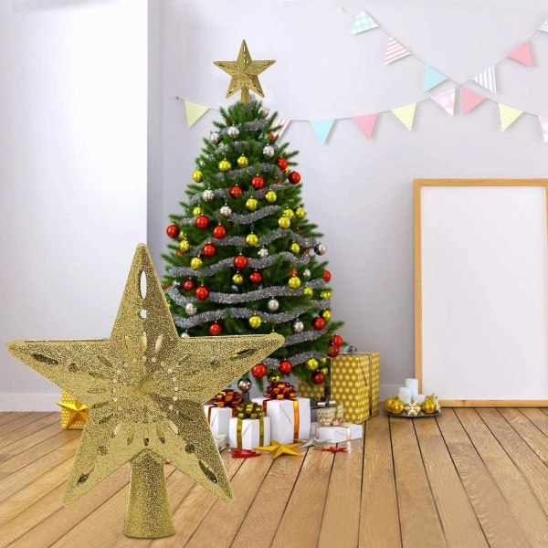 Led projeksjonslys for juletre, projeksjonslys for snøstorm med fem spiss stjerne, dekorasjonslys for juletre