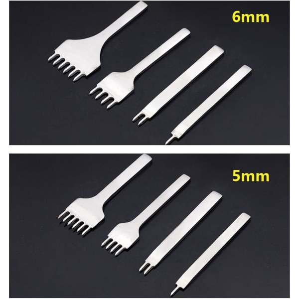 (4 mm) 1/2/4/6 tænder metalstanseværktøj til håndværk og syning