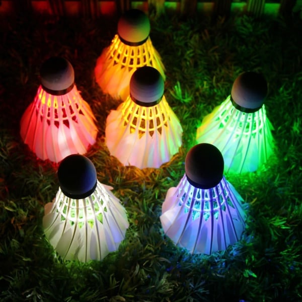 LED-badminton, 6 farger glødende gradient badminton for utendørs innendørs sportsaktiviteter (6 deler)