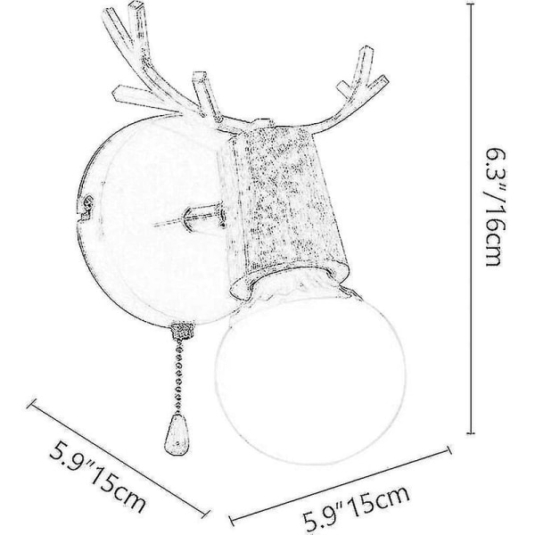 Pohjoismainen modernin muotoilun hirvensarvet muotoinen puinen seinävalaisin vetoketjukytkimellä Lukuhuoneen makuuhuoneen seinävalaisin E27, musta, ei polttimoa