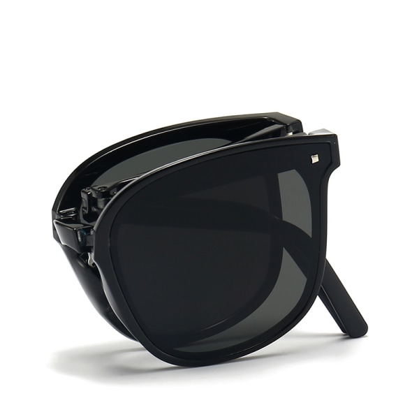 Nye kunst retro solbriller Foldesolbriller UV-beskyttelse gave med højkvalitets brilleetui (2 pakke, sort, grøn)