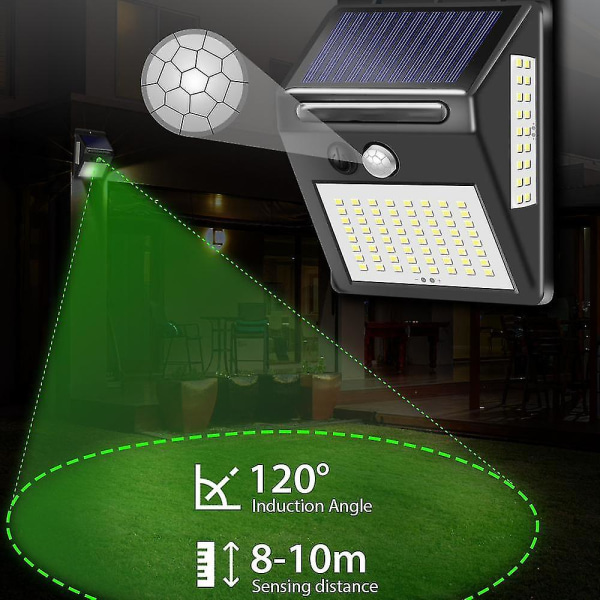 4 stykker solcellelys kompatible med udvendig 140 led, solcellelamper kompatible med udvendig med bevægelsesdetektor 1200 mah vandtæt led solcellelampe 3