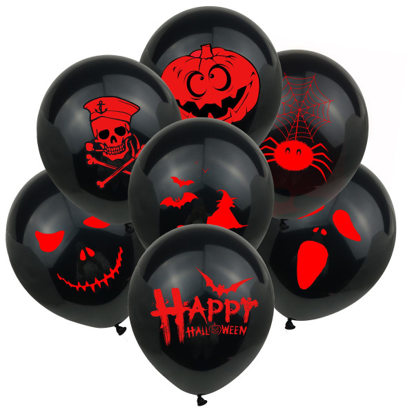 10 stk Halloween ballon dekoration sæt sort ballon heks kranie hoved edderkop spøgelse ansigt latex ballon fest dekoration