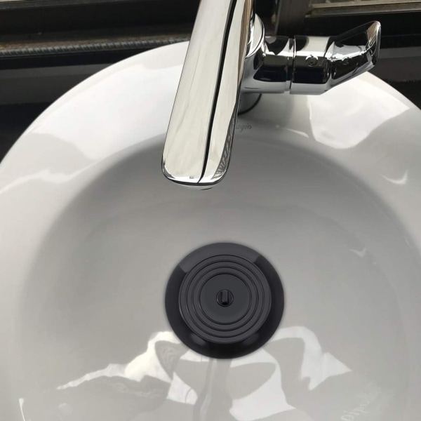 Tommers silikon karstopper avløpsplugg for kjøkken, bad og vaskerom (svart)