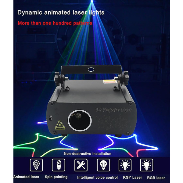 3d Disco Laser Party Lights Rgb Full Color Animation Laser Projector Light Dmx512 Beam Scanner Bar Xmas Scen Belysningseffekt