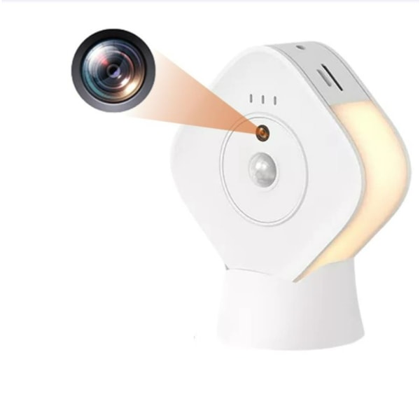 Skjult kamera 1080P HD WIFI Minikamera LED Nattlys Bevegelsesdeteksjon for Sikkerhet i stue Soverom 16GB