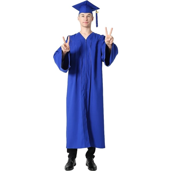 Royal Blue Universityn valmistujaispuku ja -hattu aikuisille 2023 Unisex High Schoolin valmistujaisasu