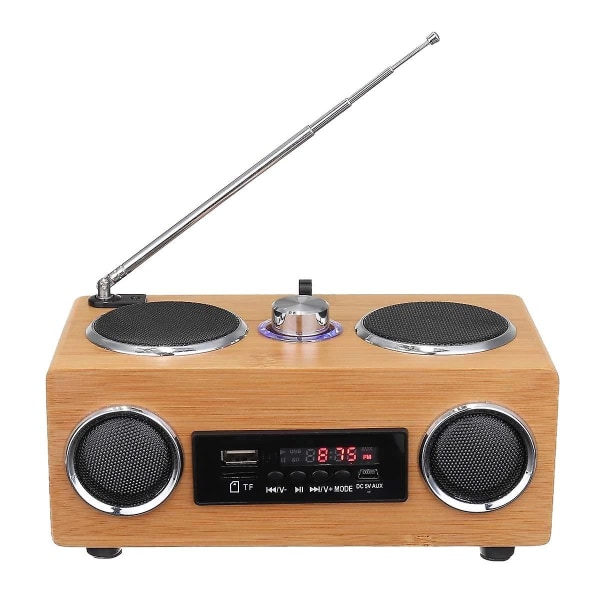 Trådlös trä retro högtalare Radio Subwoofer Hem Ljud Kolumn Bluetooth Music Center Support USB/ Photo Color