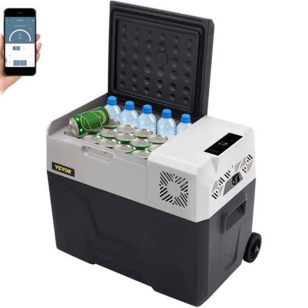 30 L autojääkaappi - VEVOR - Kannettava sähköinen jäähdytyslaatikko pyörillä - Digitaalinen LCD-näyttö