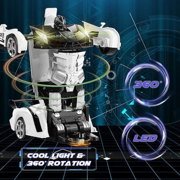 Transform Rc -autorobotti, itsenäinen 2,4 g robotin muodonmuutosautolelu yhdellä painikkeella muunneltava ja 360-asteen kierto 1:18 mittakaava